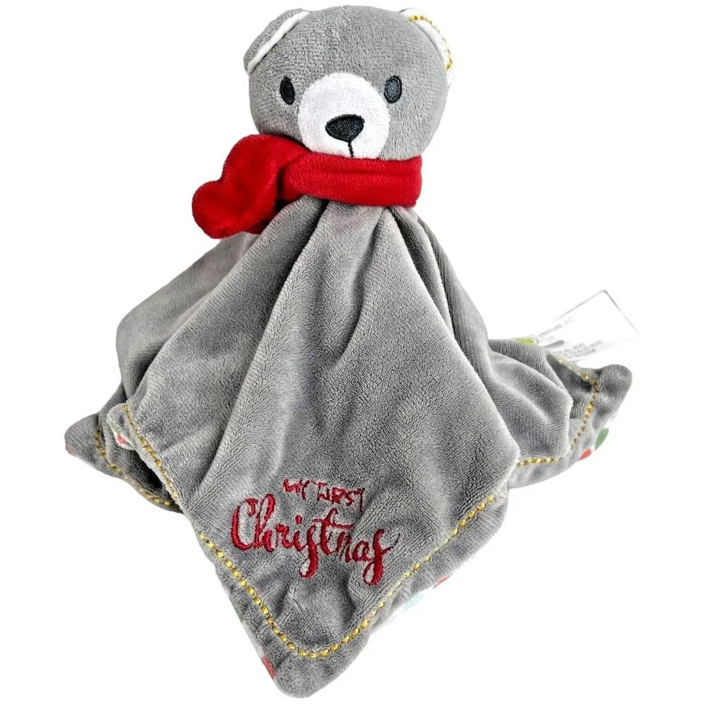 Animal Adventure Gray Bear Lovey My First Christmas Polka Dot Stuffed Animal Toy